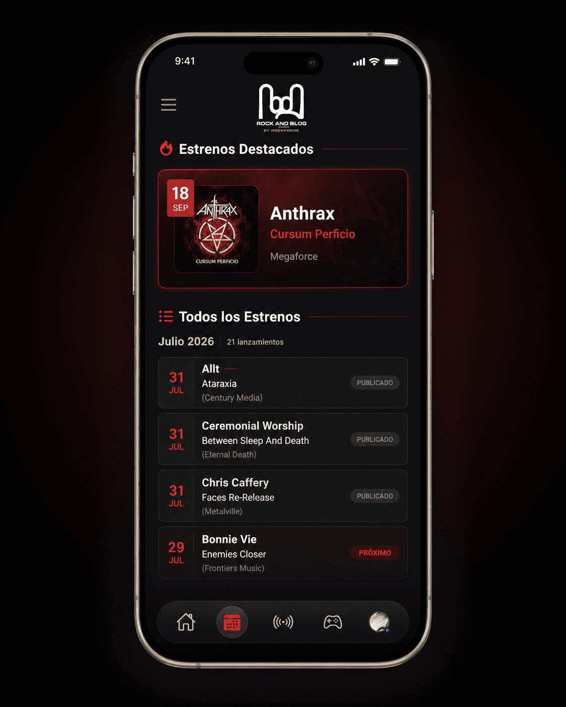Mobile-first launch tracking and release browsing inside the RockForge ecosystem